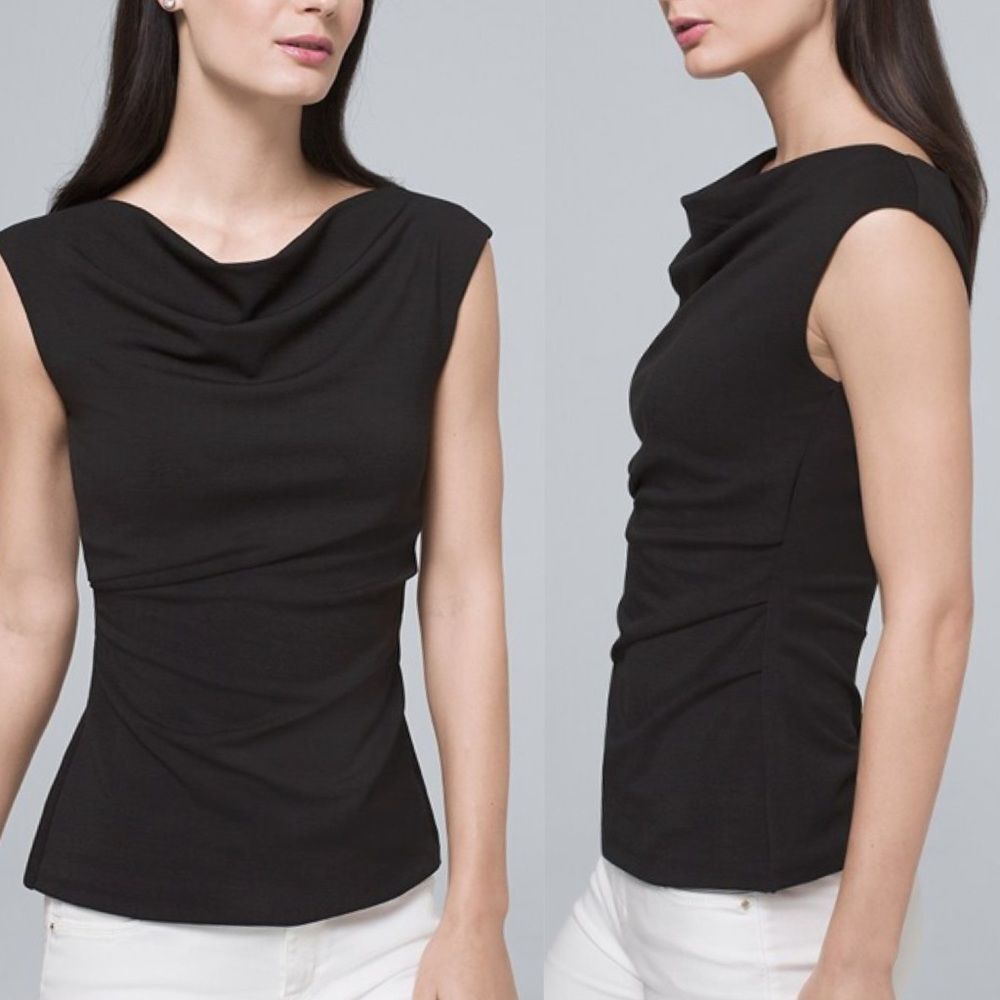 White House Black Market Black Sleeveless Button Up Back Top S